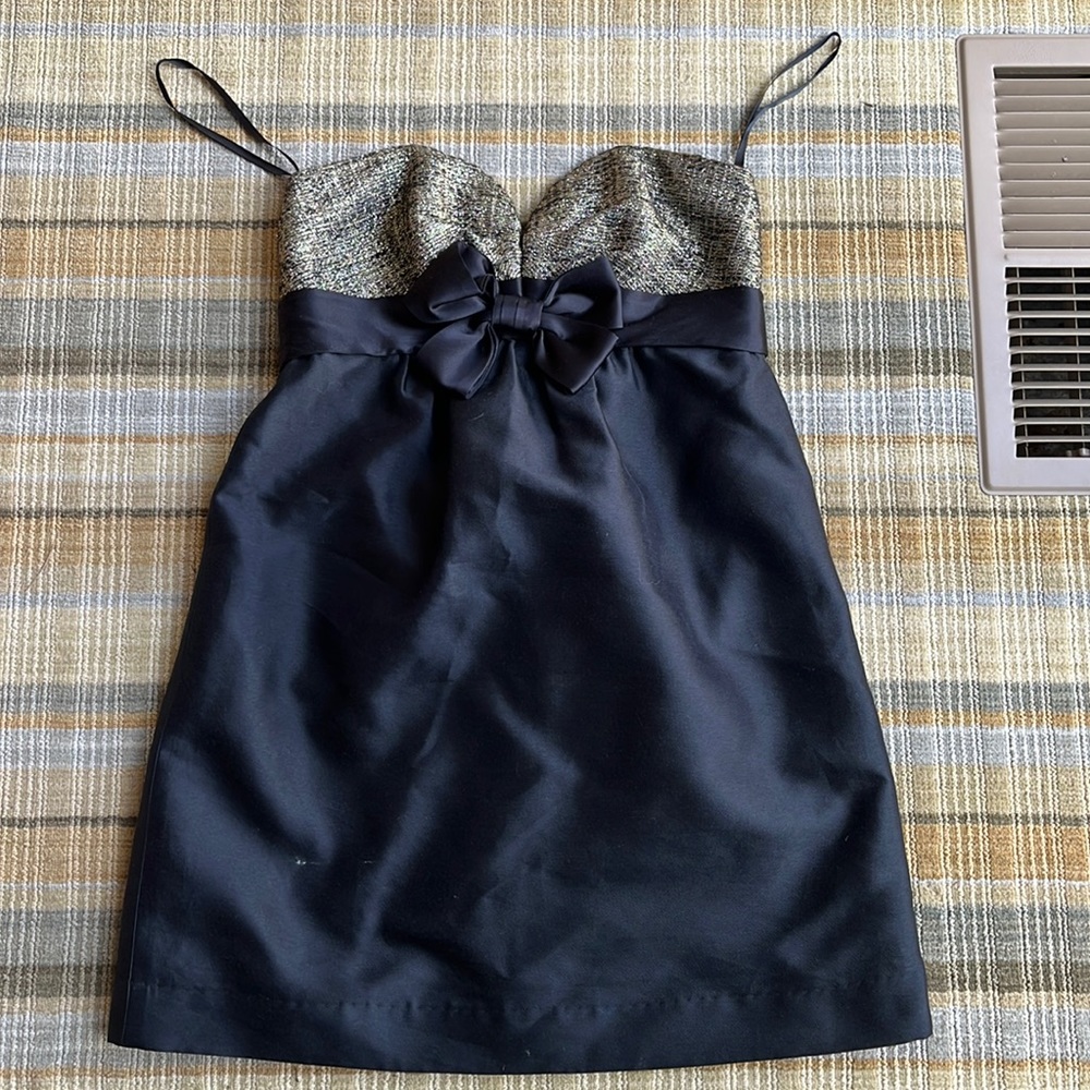 Milly strapless gold black dress size 0